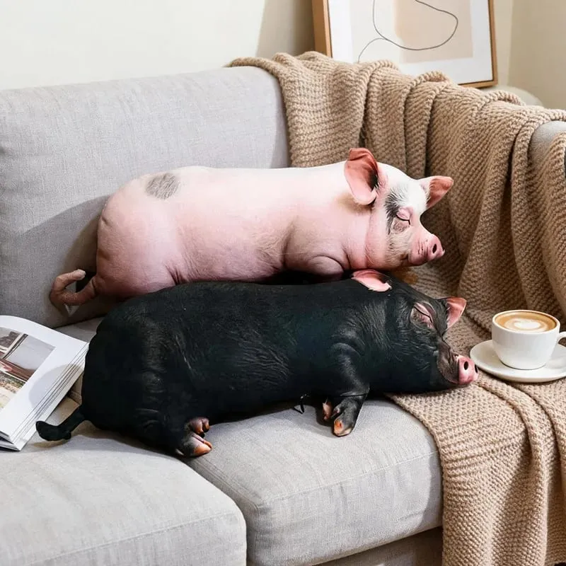 Simulated Animal Pillow Dog Cat Pig Cattle Plushies Toys Home Decor Toys Soft Sofa Cushion Throw Pillow Creative Birthday Gifts