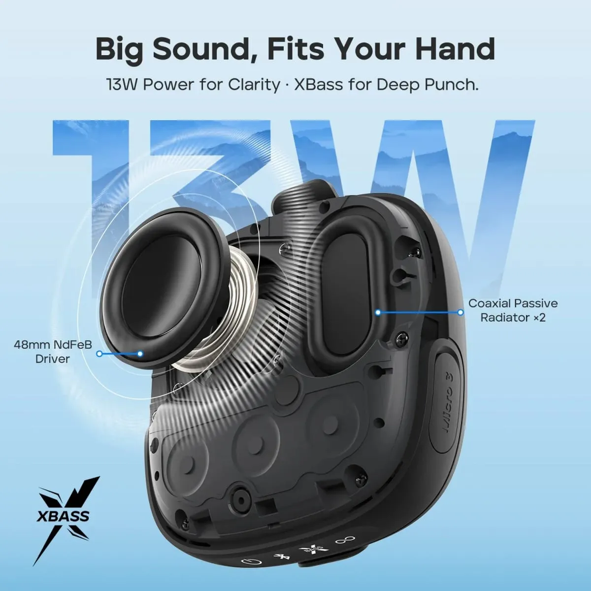 Tribit StormBox Micro 3 Wireless Speaker 13W XBass Sound BT 6.0 24H Playtime IP68 TWS Strap & Magnetic Mount for Bike/Outdoor