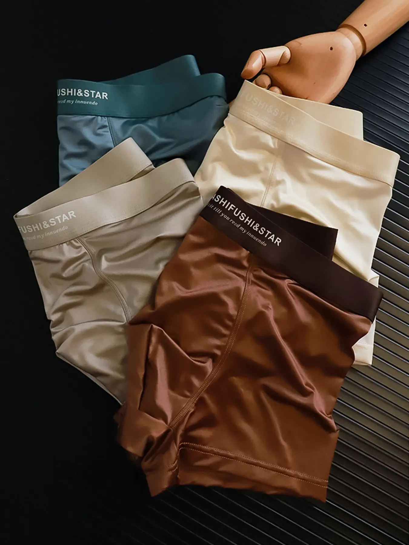 4 Pcs/Lot Breathable Men's Fiber Boxing Briefs, Comfortable Breathable Underwear, Medium Stretch Knit Fabric, Solid Color