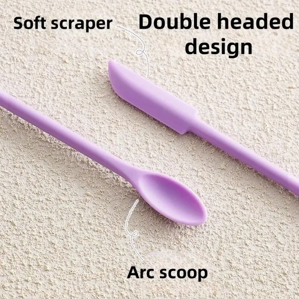 3pcs Portable Mini Silicone Scraper Double-head Lengthened Face Mask Brush Soft Cosmetic Digging Spoon Makeup Brushes Set