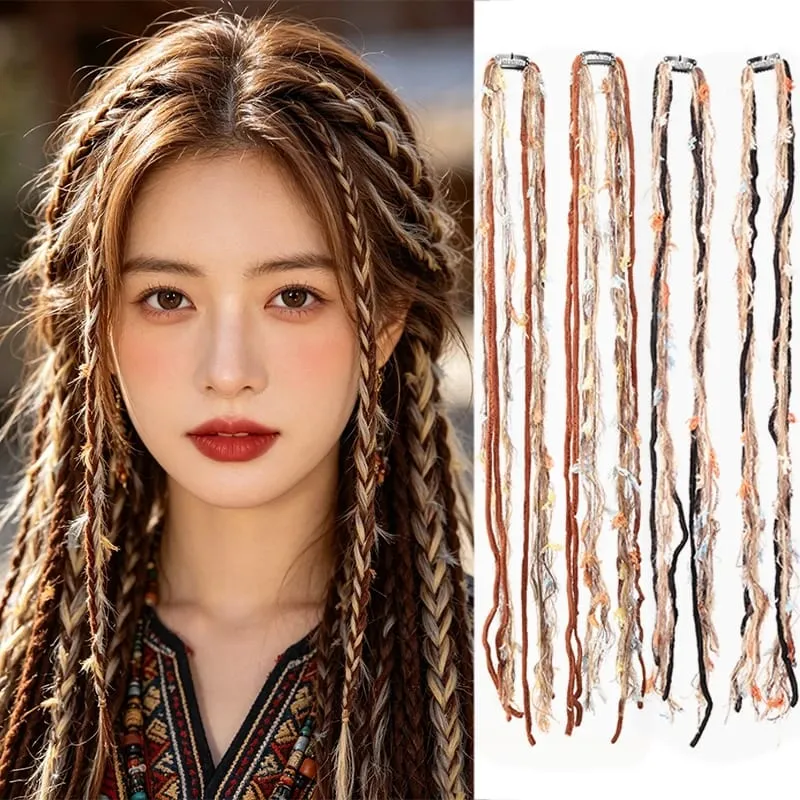 Plush Maillard Colored Long Tassel Headband Bohemian Hair Accessory Suitable for Women's Parties