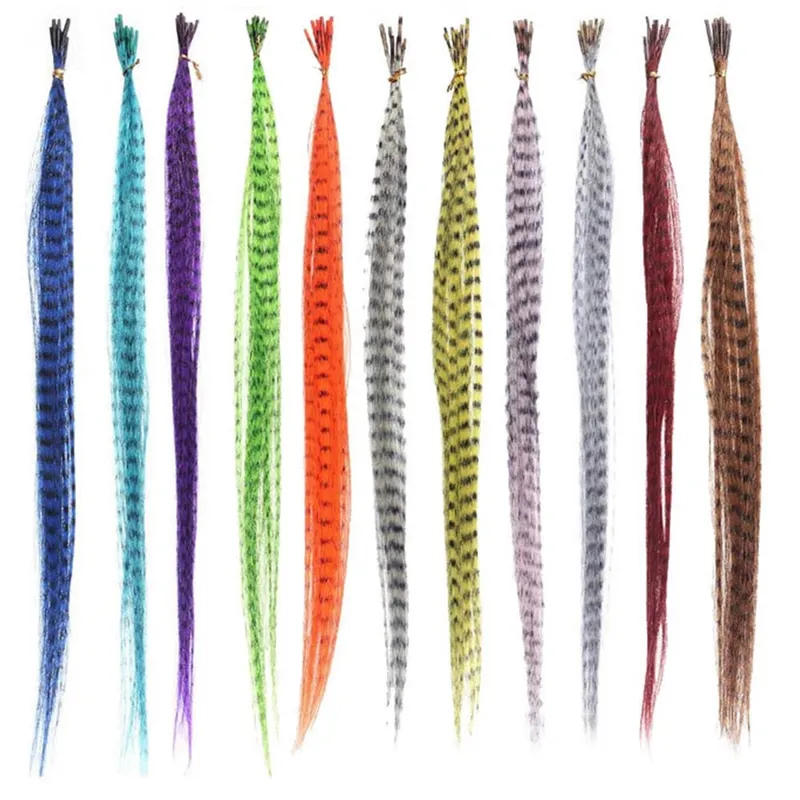 50 Strands/Pack Synthetic Colored I-Tip Stick Feather Hair Extensions Straight Hair 16 Inch For Women High Temperature Fiber — image 3