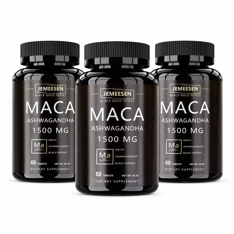 Økologiske Maca Root Powder Kapsler 1500mg indeholdende Maca Root Extract Ashwagandha Black Pepper Supplements for Mænd