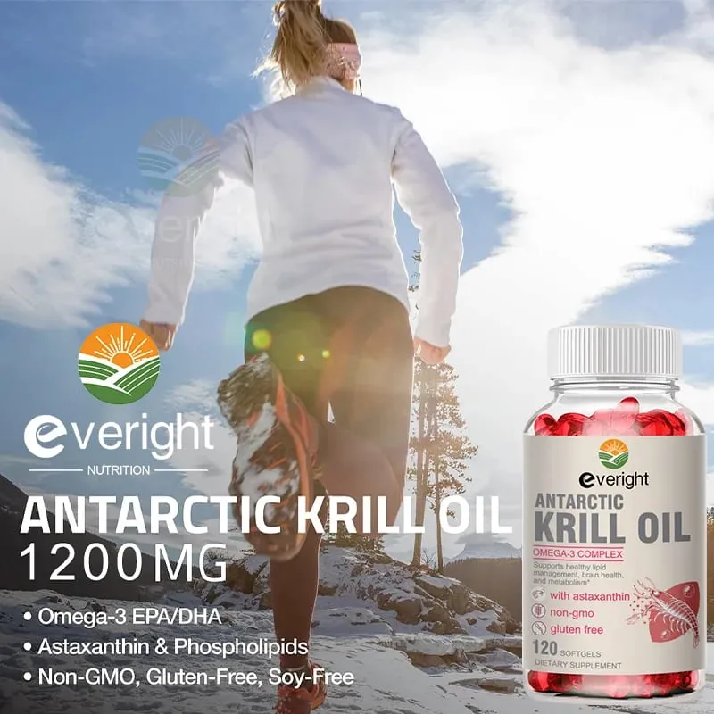 Krill Oil - Phospholipid Omega-3 Complex with Astaxanthin - Support Lipid Management Metabolism Brain & Heart Health - EPA DHA