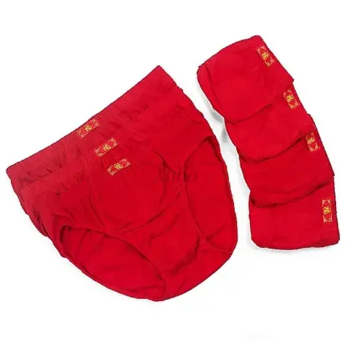 5PCS Men's Full Cotton Underwear Red Triangle & Four - Cornered Shorts Wedding Gift — image 8