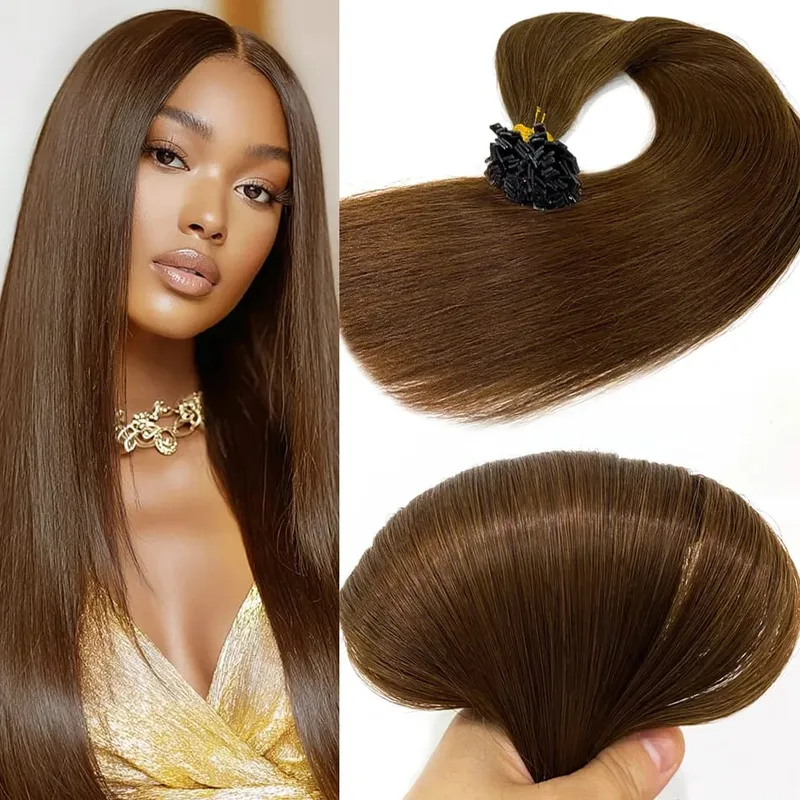 Human Hair Flat Tip Extension Remy Hair18-30inch Real Remy Silky Straight Black Brown Pre Bonded Keratin Fusion Hair