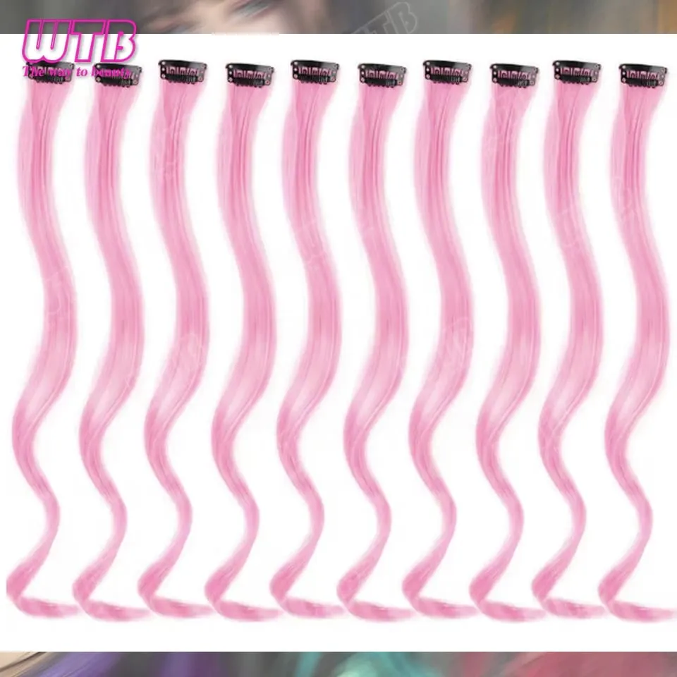 10 PCS Colored Synthetic Hair Extension Wigs for Women BB Clip Style Straight Hair Extension Wigs Suitable for Holiday Events