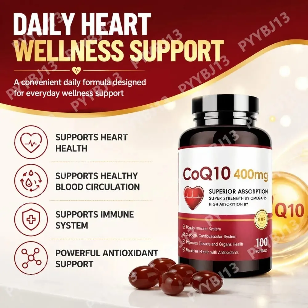 CoQ10 400mg Softgels with PQQ - High Absorption Coenzyme Q10 for Heart Health Energy & Immune Support Non-GMO Gluten Free 60ct