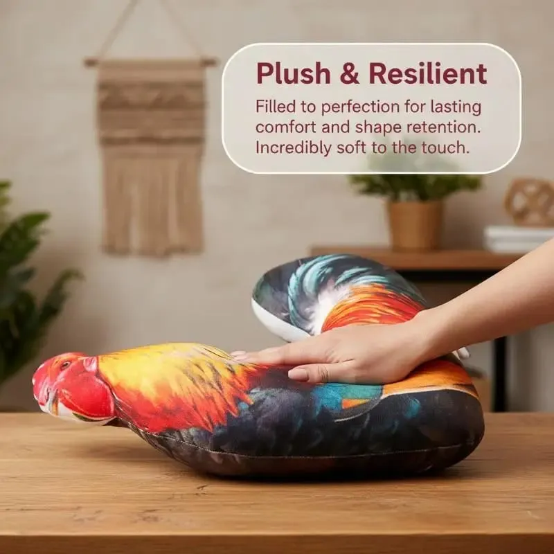 Lifelike 3D Rooster Plush Throw Pillow Soft Fluffy Vivid Print Cushion for Couch Bed Decor Unique Gift for Animal Lovers