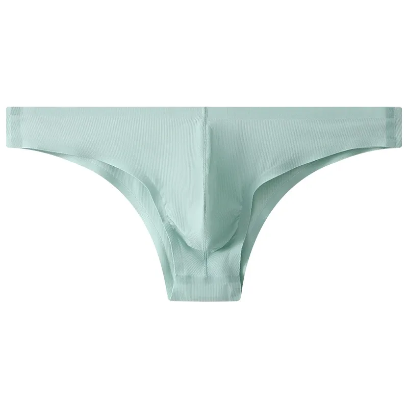 Sous-vêtements pour hommes, demi-hanche, petit Triangle, taille basse, Sexy, jeunes hommes, slip en soie glacée, sans couture, culotte d'été légère et respirante
