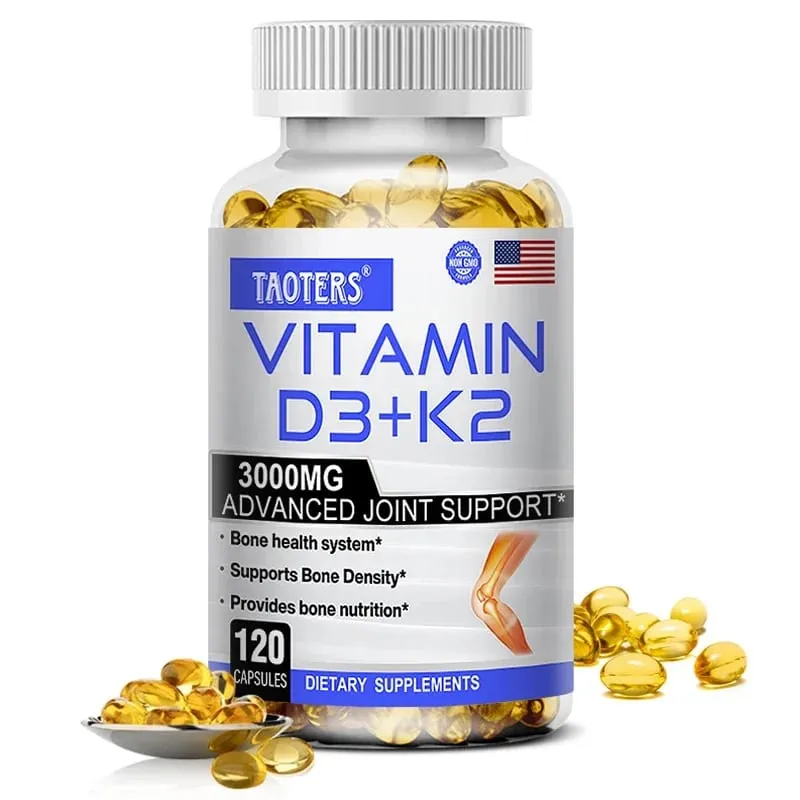 3000 mg Vitamin D3+K2 Health Supplement - Calcium Supplement for knoglepræcision og generel sundhed