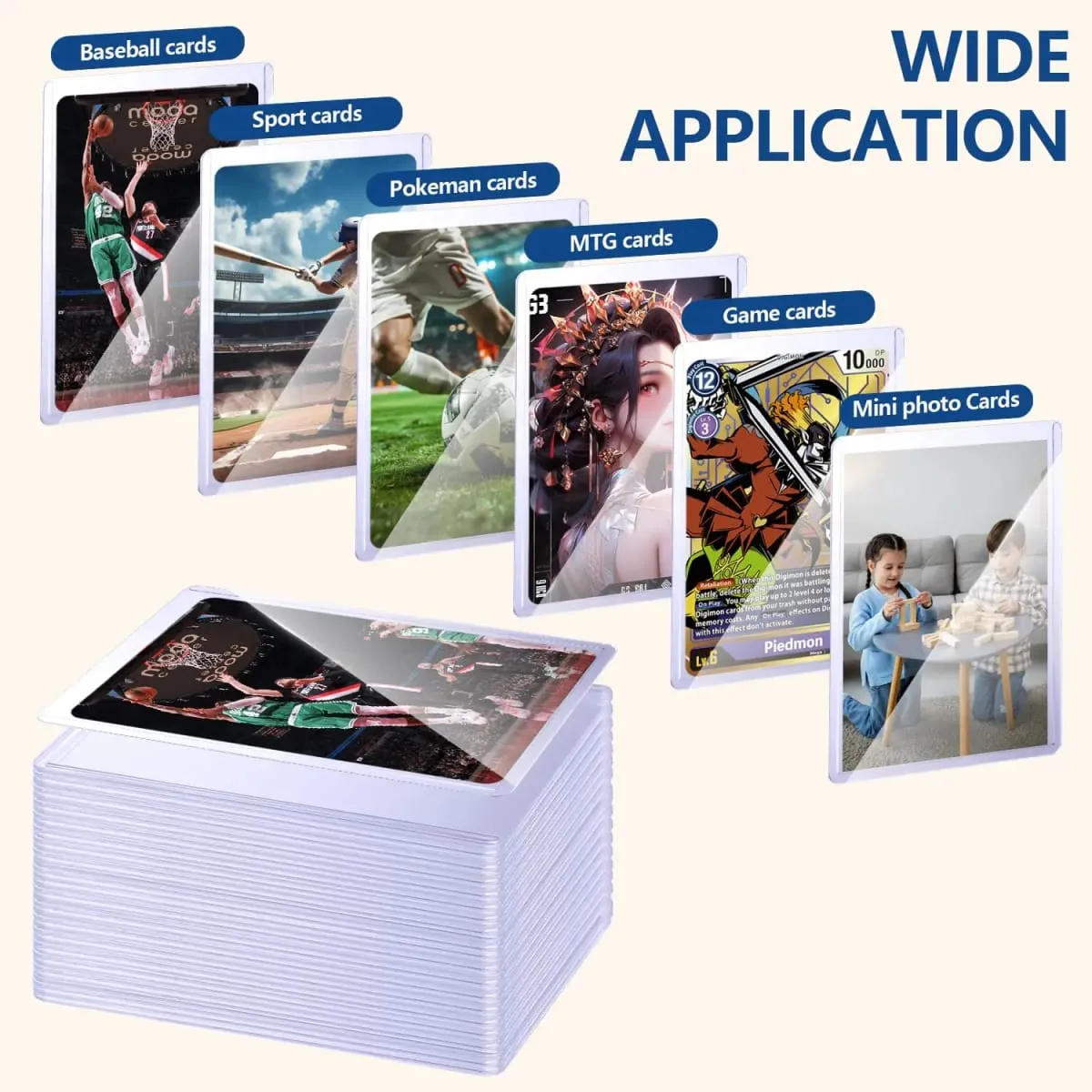 25-150pcs Hard Protective Film Card Sleeves Anti Scratch Holder Protector Fit For YuGiOh Pokemon baseball Sports Cards Toy