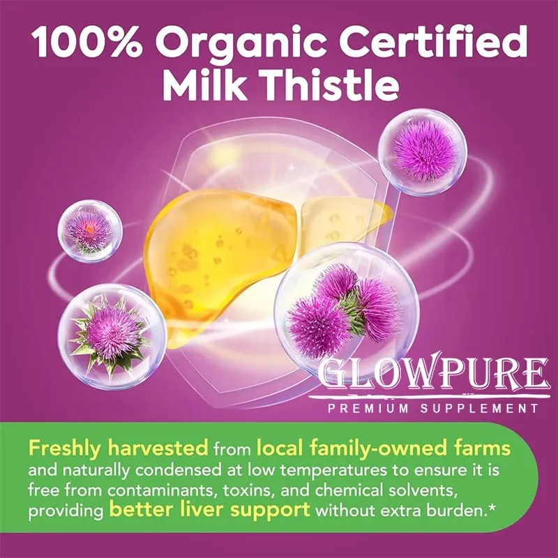 Organic Milk Thistle 9000mg - 30X Concentrated Extract with 80% Silymarin for Liver Cleanse Detox & Fatty Liver Support