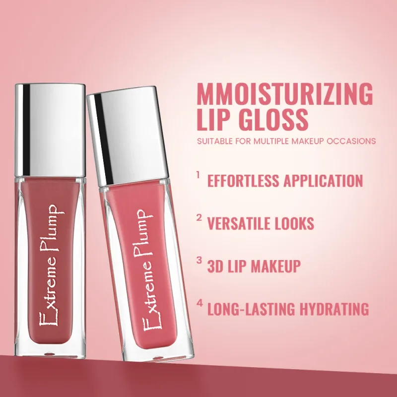 3 stk Extreme Plump Lip Gloss Sæt Spejlglas Finish Langvarig Hydrating Lip Glaze Ikke-klæbende Vandtæt nøgen flydende læbestift — image 5
