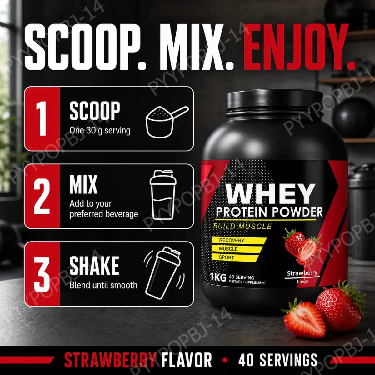 Strawberry Whey Protein Powder for Workout and Muscle Support Daily Protein Nutrition for Active Adults Sports Formula 1kg