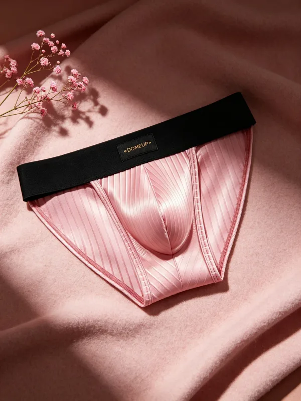 Men Underwear Shiny Striped Triangle Briefs Front Bulge Pouch Sexy Low Rise Slim Fit Daily Mens Underpants DP915