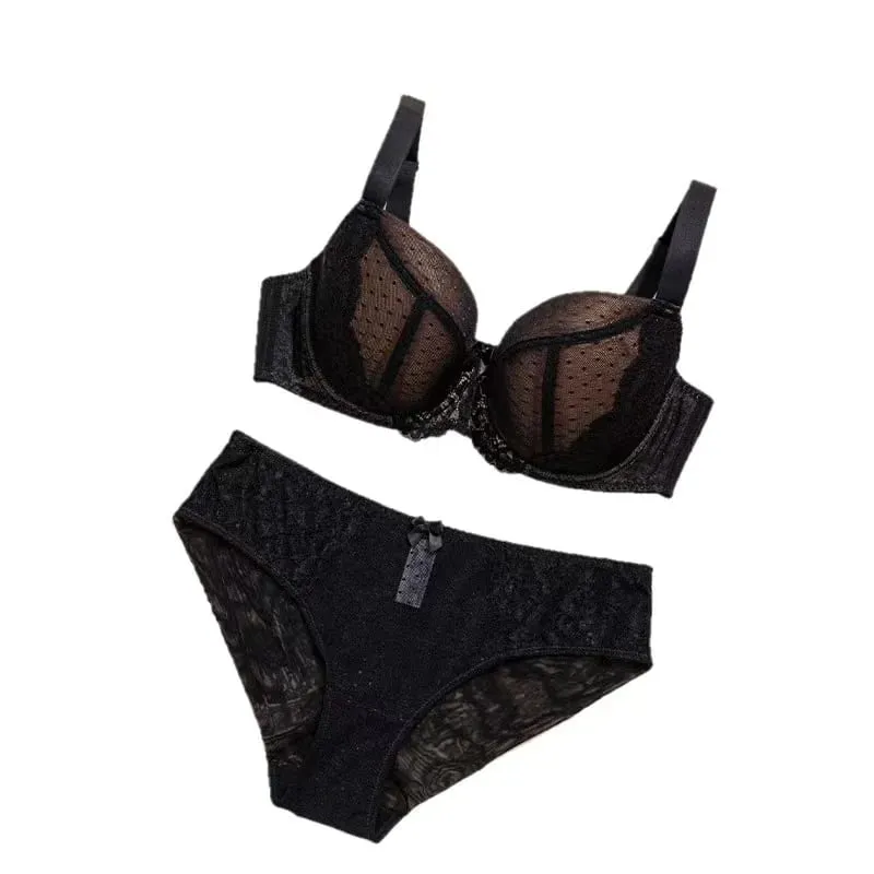 Plus Size Thin Bra Set for Large Busts D-H Cup Thin Breathable Maximum Support Anti-Sagging Lingerie For Women Full Coverage — image 1