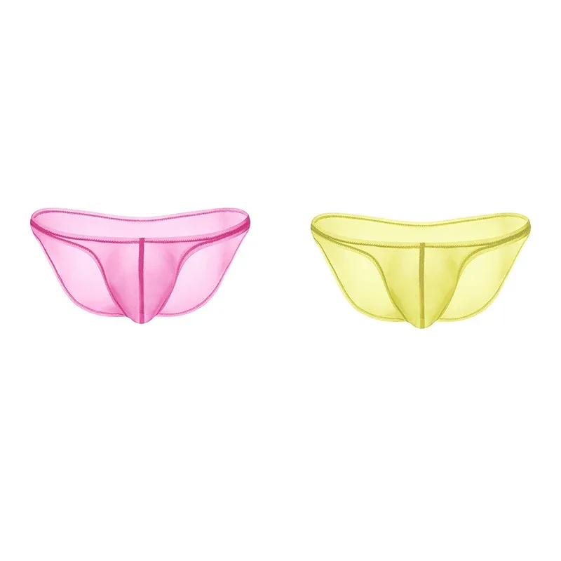 Sous-vêtements pour hommes, culotte triangulaire transparente en soie glacée délicate, slip taille basse de personnalité — image 20