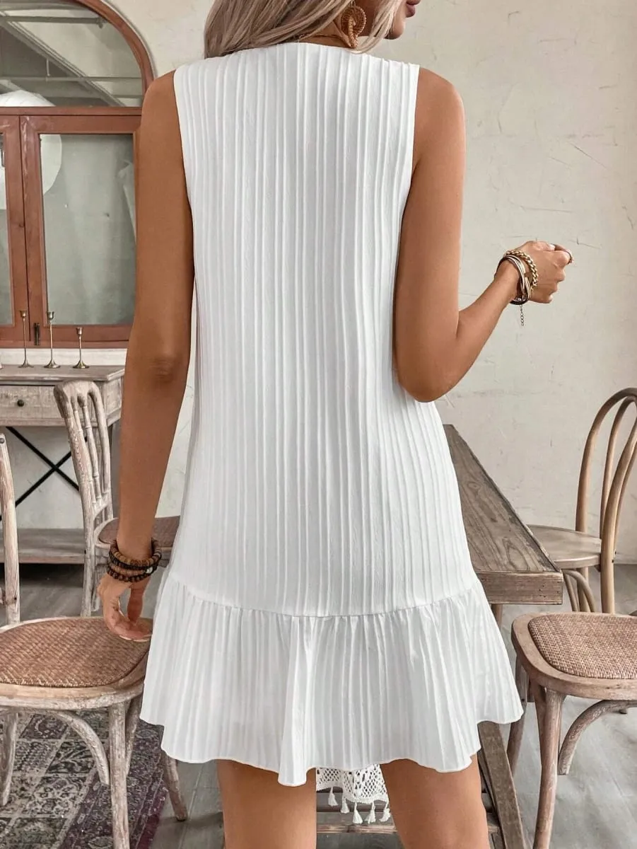 1 Piece V-Neck Elegant Summer Dress A-Line Design Comfortable and Breathable lotus Leaf Edge Grand and Elegant