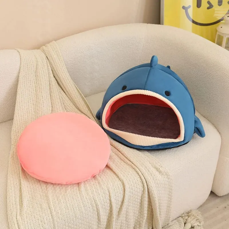 Pet Bed Shark Pineapple Shaped Soft Warm Nest Sleep Available All Seasons Specially Designed For Cats And Dogs Pet Gift — image 6