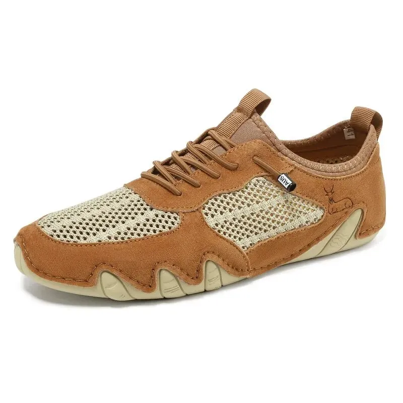 Men Women Big Size Outdoor Casual Shoes Flat Bottom Lacing Summer Breathable Mesh Sneakers