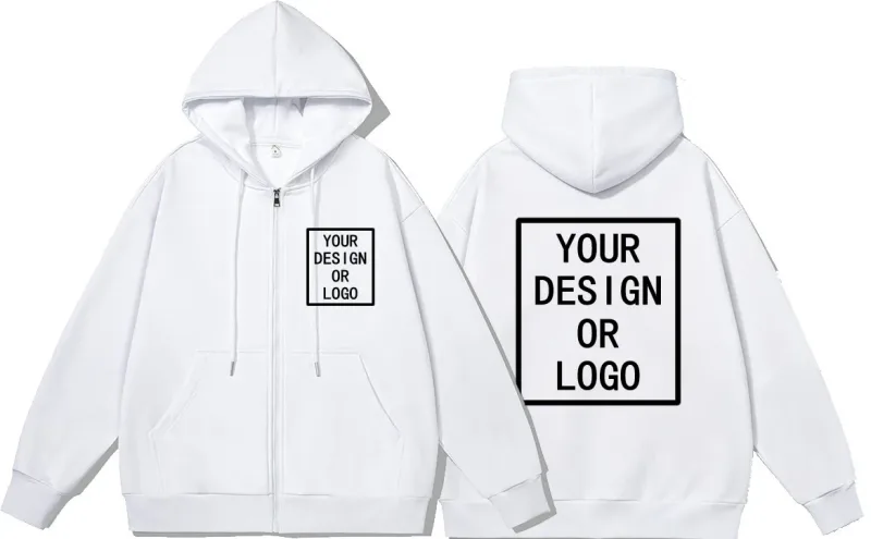Personalizza il tuo design Logo del marchio/immagine Personalizzata personalizzata Uomo Donna Felpe con cerniera fai-da-te Felpa con cappuccio casual Nuovo pullover