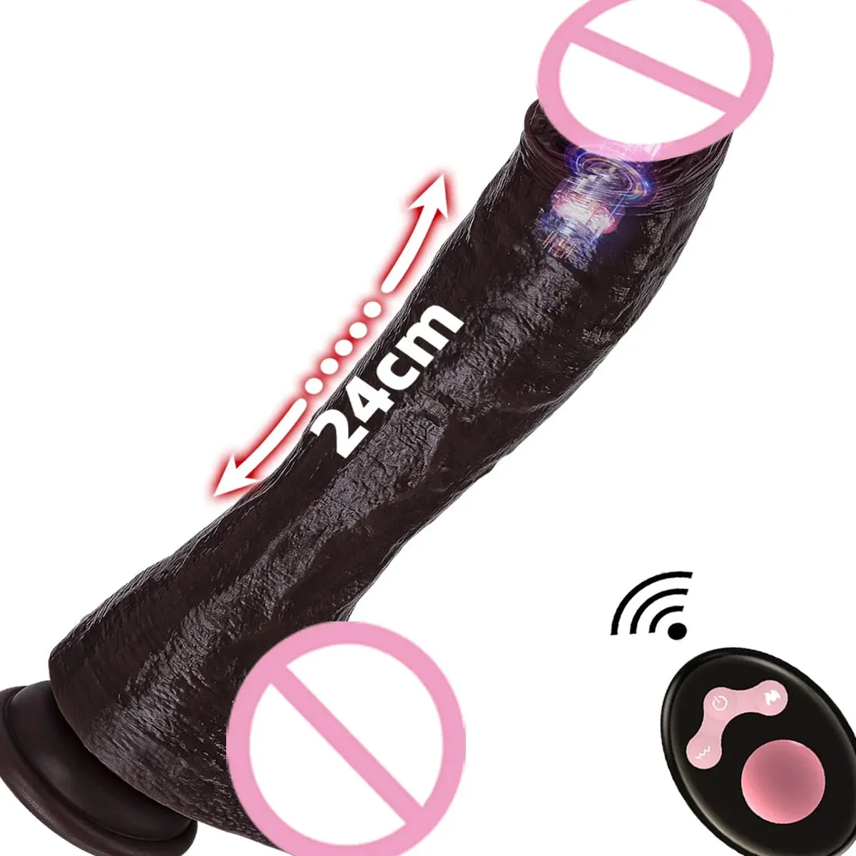 24cm Big Black Dildo Thrusting Sex Toy Realistic Penis Vibrator Telescopic Swing Heating Remote Control Women Lesbian Sexy Toy — image 1