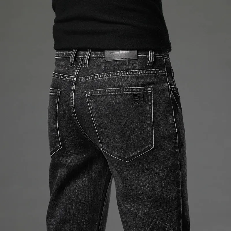 2024 Cotton Stretch Jeans Men Classic Retro Straight Slim Straight Trouser Male Korea Brand Clothing Denim Pants Plus Size 40