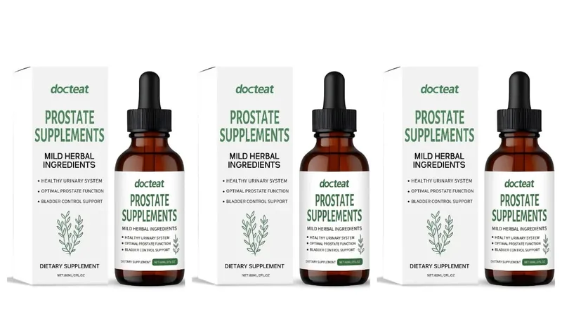 Docteat Prostate Support Liquid Drops Saw Palmetto Nettle Root Pumpkin Seed Extract Men's Daily Wellness 60ml 2 fl oz 30 Days
