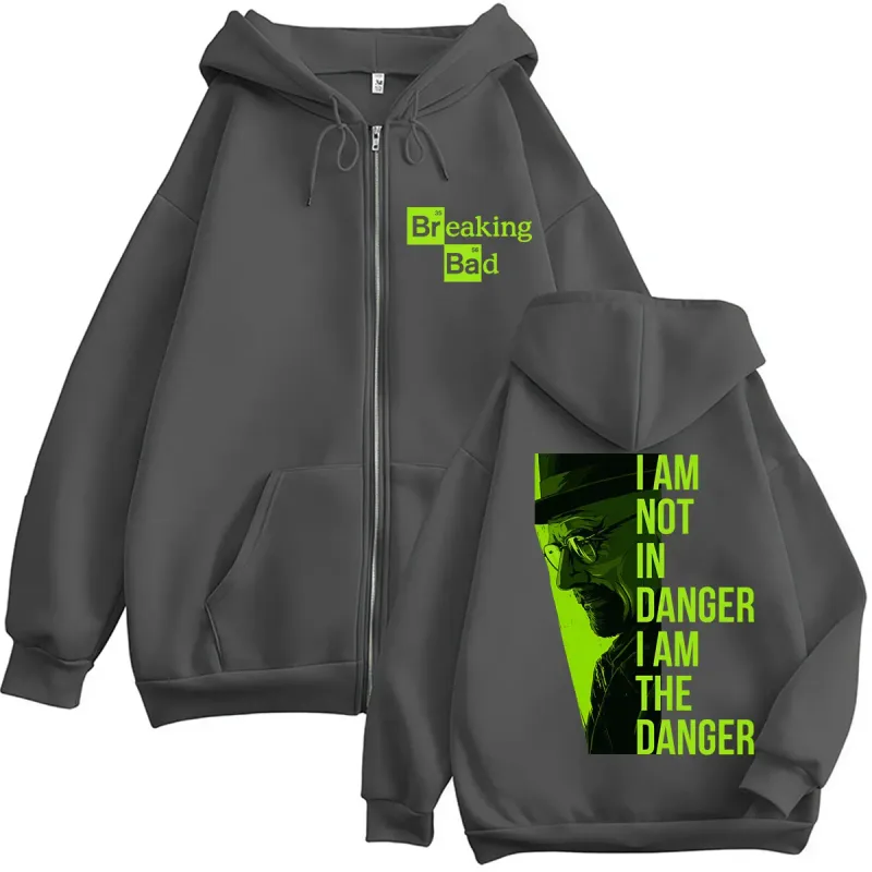 TV Series Breaking Bad Heisenberg Zip Up Hoodies I Am Not Danger I Am The Danger Men Women Tracksuit Loose Autumn Casual Coats