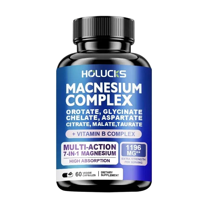 Magnesium Complex 1000mg Supplement with Vitamins C E B1 B2 B6 B12 Chelated Magnesium Glycinate Malate Taurate &Citrate