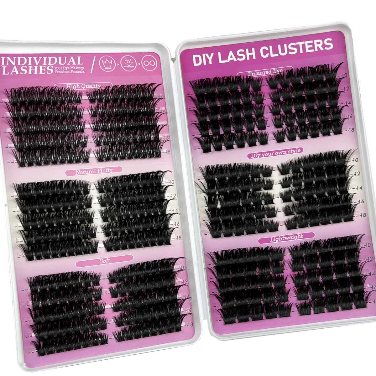 Fluffy Cluster Lashes 3 IN 1 Lash Clusters Extension Cat Eye Lashes&Bottom Lashes Mixed Tray Individual Eyelashes