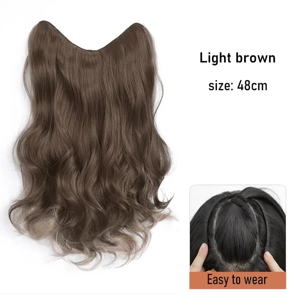 Synthetische 5 Clip 50 cm farbige Haarverlängerungen, Wasserwellen-Perücke, rosa Perücke, graue Perücke, Clip-on-Haarverlängerungen, Weihnachten