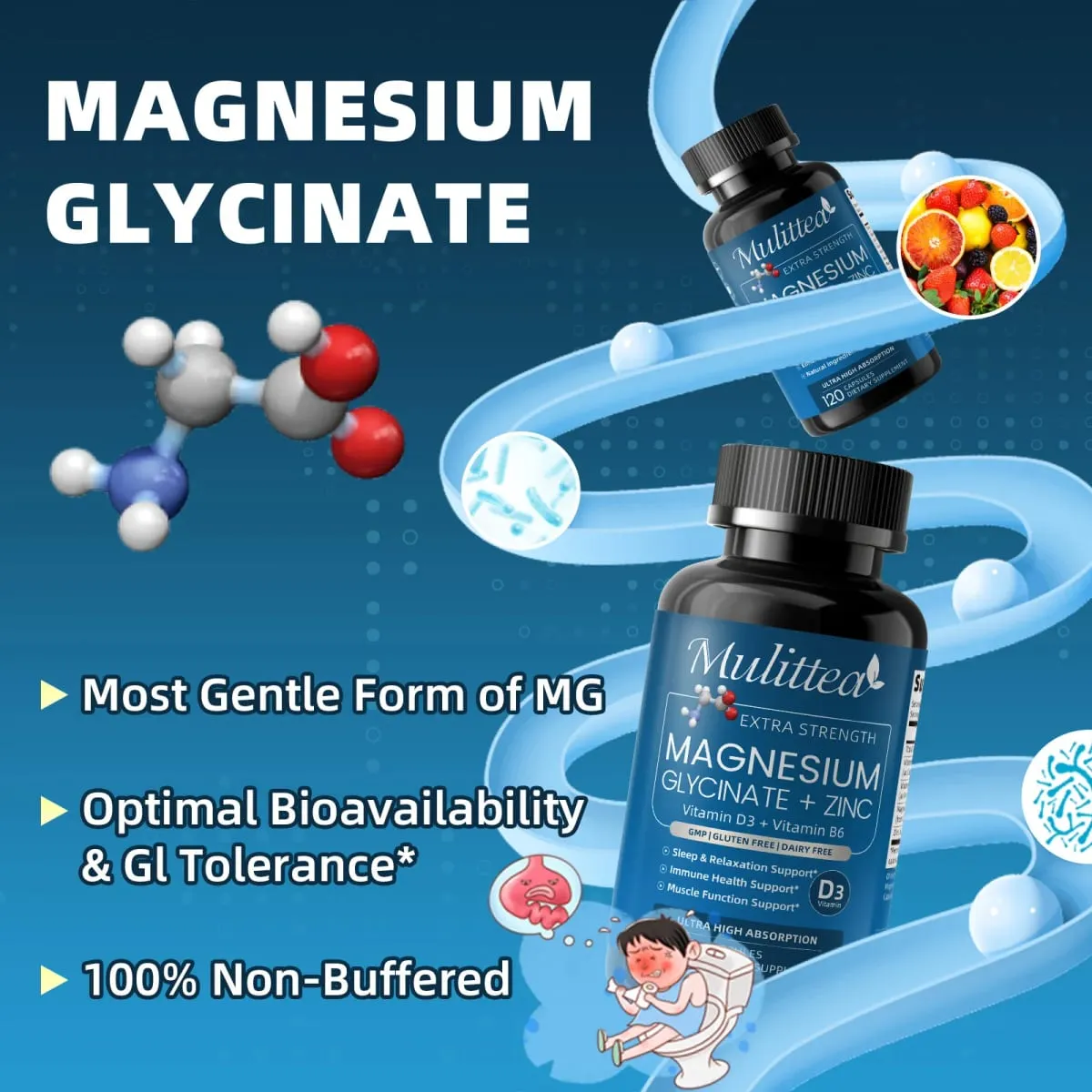 Magnesium Glycinate Supplement | Boost Immune System Improve Sleep Enhance Energy & Mood | 60/120 Capsules