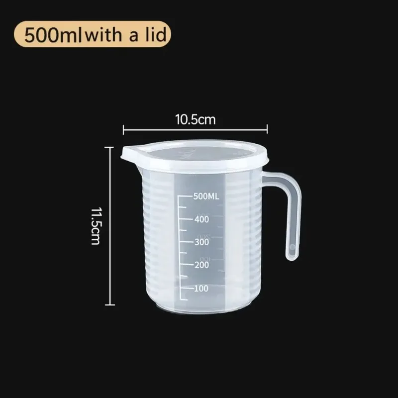 ถ้วยตวงพลาสติกโปร่งใสห้องปฏิบัติการ Beaker สำเร็จการศึกษาของเหลวเหยือกถ้วยครัวเบเกอรี่ทำอาหารการวัดขนาดคอนเทนเนอร์