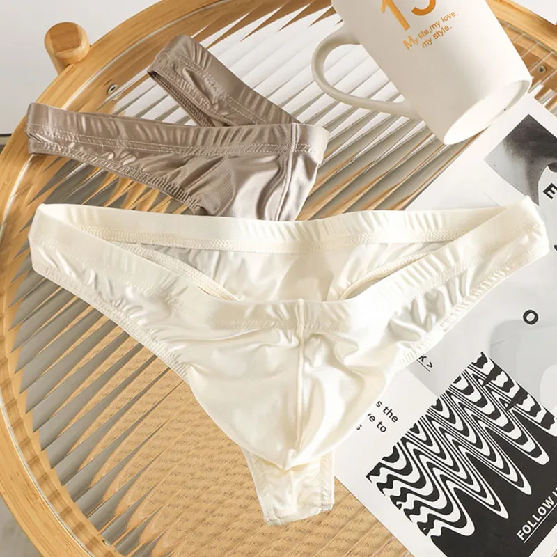 Breathable Ice Silk Underwear Ice Silk G-String Brand New Men's Underwear Classic Style Thongs Lightweight Ice Silk Underwear — image 6