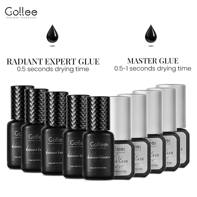 Gollee 0.5-1s Fast Dry Glue for Eyelash Extension Hypoallergenic Lash Extension Glue for Professional Artists Eyelashes Supplies