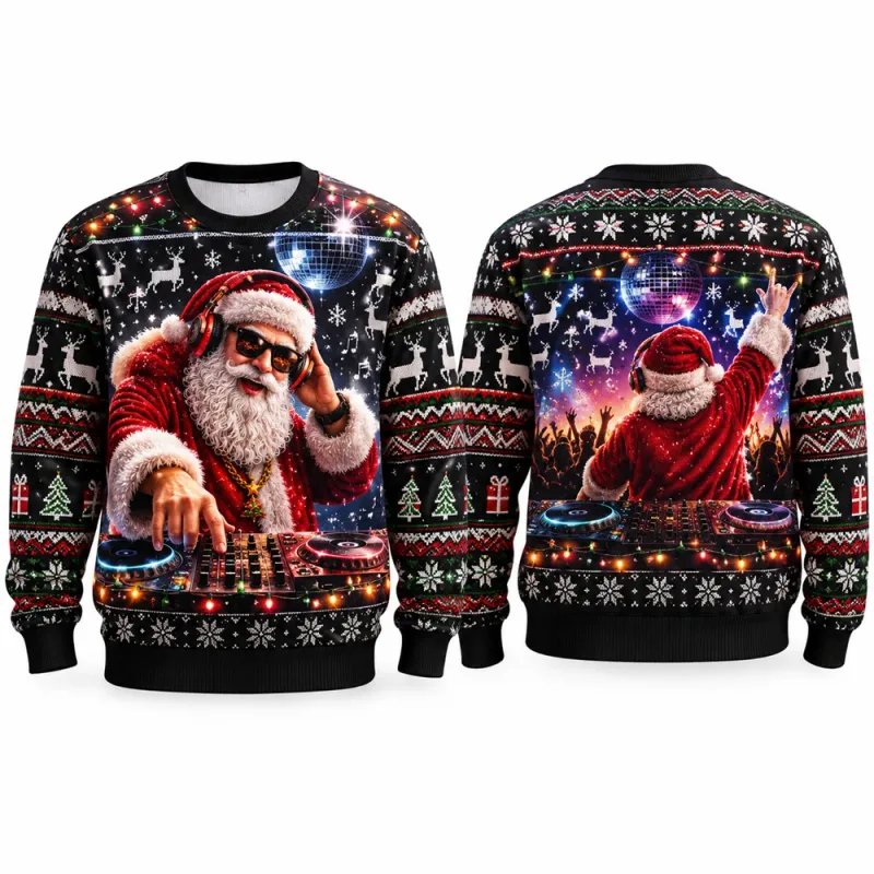 Funny Santa Ugly Christmas Sweatshirt Men Women 3D Print Crewneck Long Sleeve Xmas Party Pullover Holiday Gift Winter Streetwear