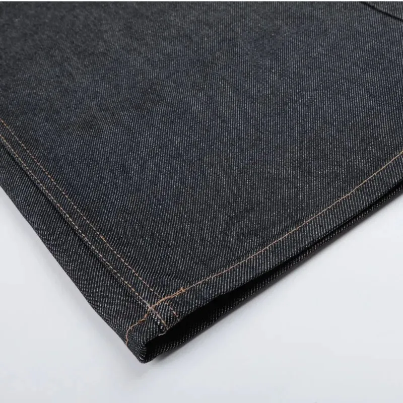American-style Distressed Washed Jeans Visible Stitching Belt Unisex Loose-fitting Wide-leg Straight-leg Denim Pants 9X3768