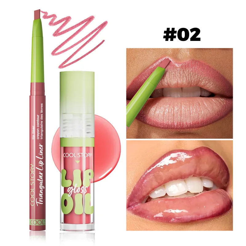 2ks Lip Liner Lesk na rty Sada rtěnek 2 v 1 Smooth Lips Contour Makeup Kit Matná tužka na rty pro ženy Plumping Oil Combo Cosmetic — image 9