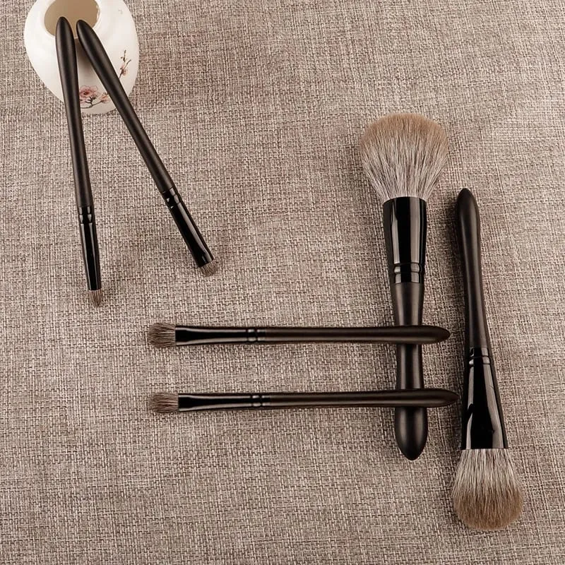 6pcs/set Fox hair Makeup brushes Set Powder Blusher Crease Eyeshadow Detail Liner Shadow Make up brushes Travle siz Ebony Handle