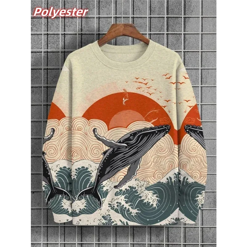 Cat Sushi Pattern Hoodie For Men Cute Animals 3D Printed Pullover Autumn Long Sleeve Loose Round Neck Hoodies Sweatshirt Tops