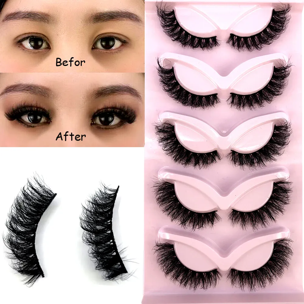 New Cat Eye Lashes 5/7/10 pairs 3D Faux Mink Eyelashes Winged Fluffy Fake Lashes Soft Natural long Full Strip Lash Make
