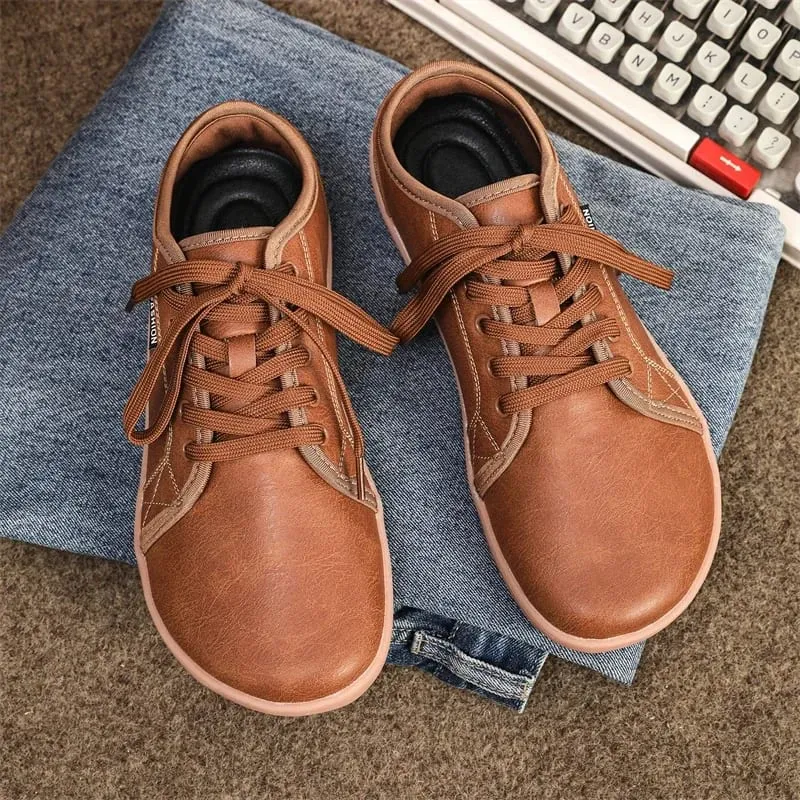 2025 New Minimalist Shoes for Men Women Wide Toe Barefoot Zero Drop Shoes Casual Artificial Leather Lightweight Walking Sneakers — image 11