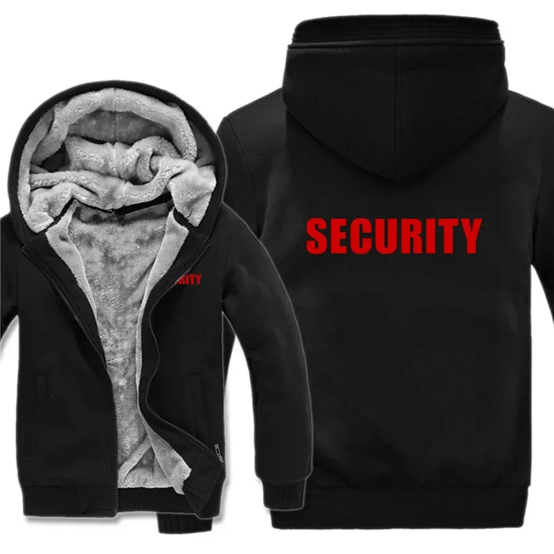 Security Hoodies Men Cool Winter Thicken Wool Liner Security Professional Work Clothes Sweatshirts Pullover Jacket