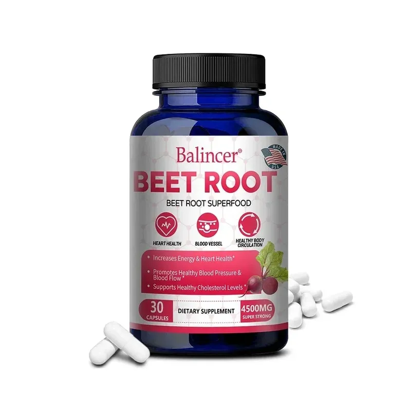 Beetroot Capsules 2500mg Support Daily Blood Circulation Cardiovascular Wellness Physical Endurance & Immune Balance