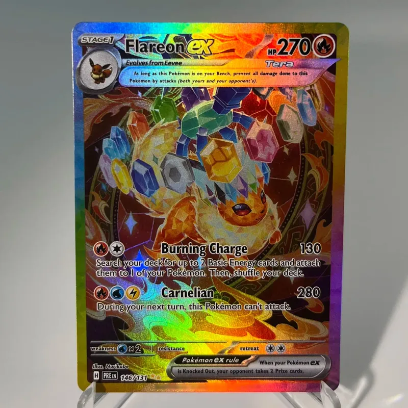 Prismatic Evolutions PKM Cards PTCG5-A GX Rainbow Umbreon Sylveon Leafeon ex Rare Collection Battle Toys Gifts for Hobbies