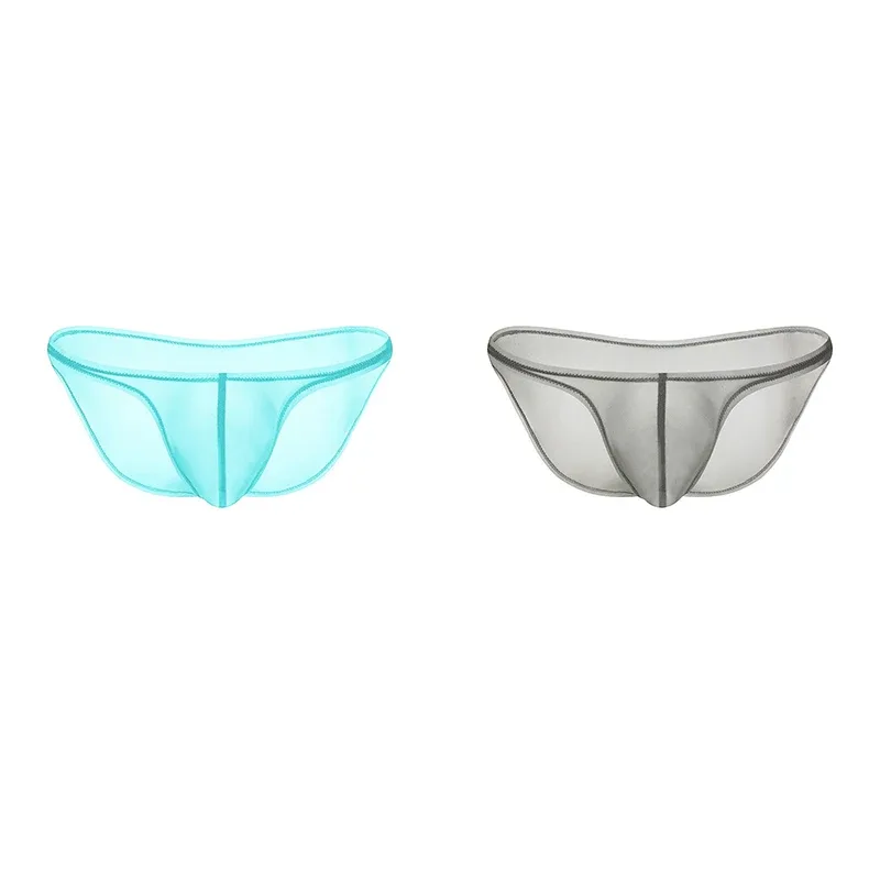 Sous-vêtements pour hommes, culotte triangulaire transparente en soie glacée délicate, slip taille basse de personnalité — image 10