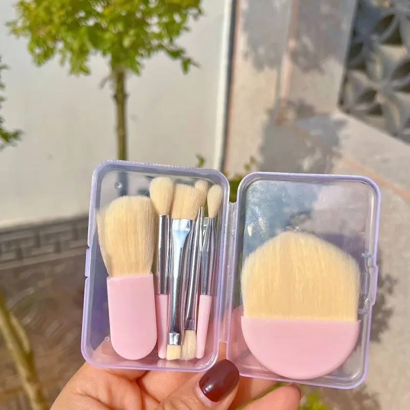 6Pcs/Set Soft Bristles Mini Makeup Brush Set Blending Brush Multiple Brush Heads Cosmetic Brushes Set With Storage Box