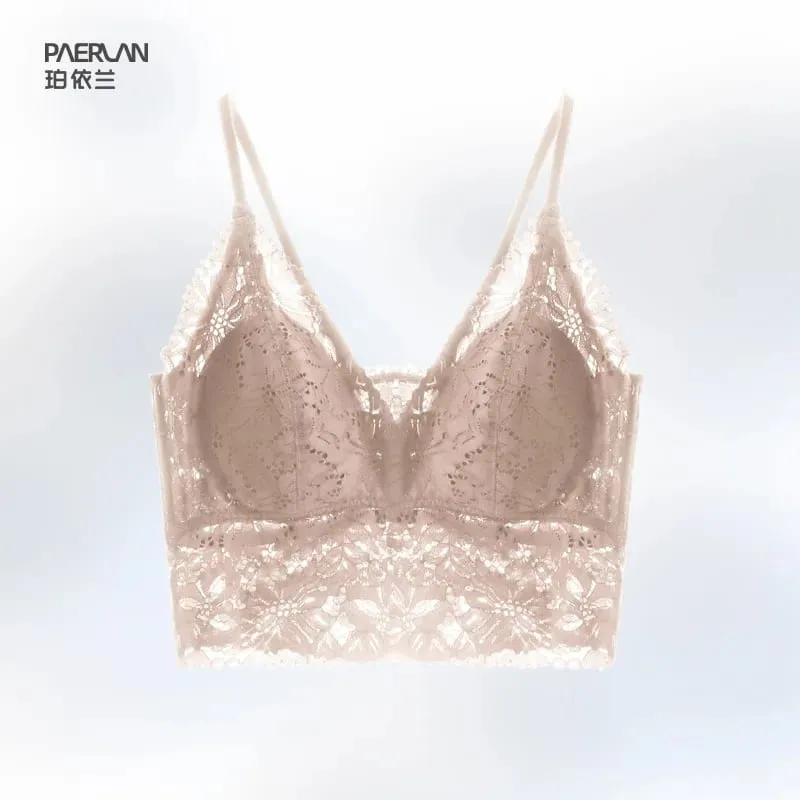One-Piece Vest Bra Hollow outVCollar Lace Sexy Lingerie Straps Wireless Bra for Women — image 9